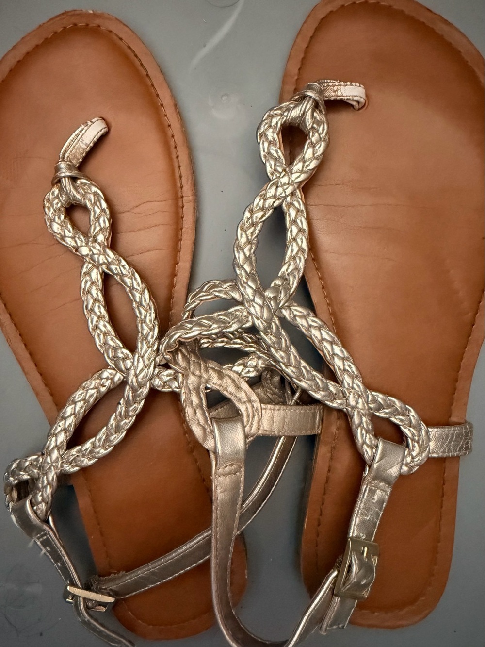 Merona Braided Metallic Gold Strappy Sandals